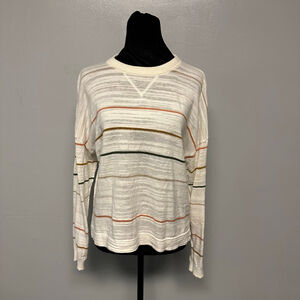 Another Love Striped Crew Neck Sweater Size small White Multi-color striped